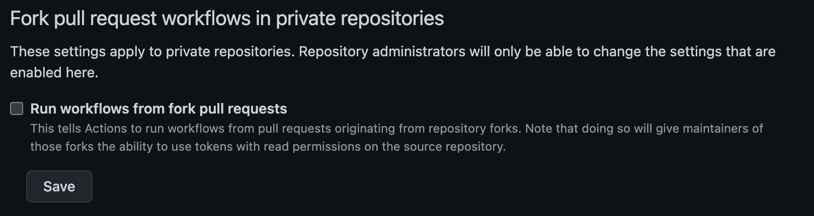 Fork pull request workflows in private repositories