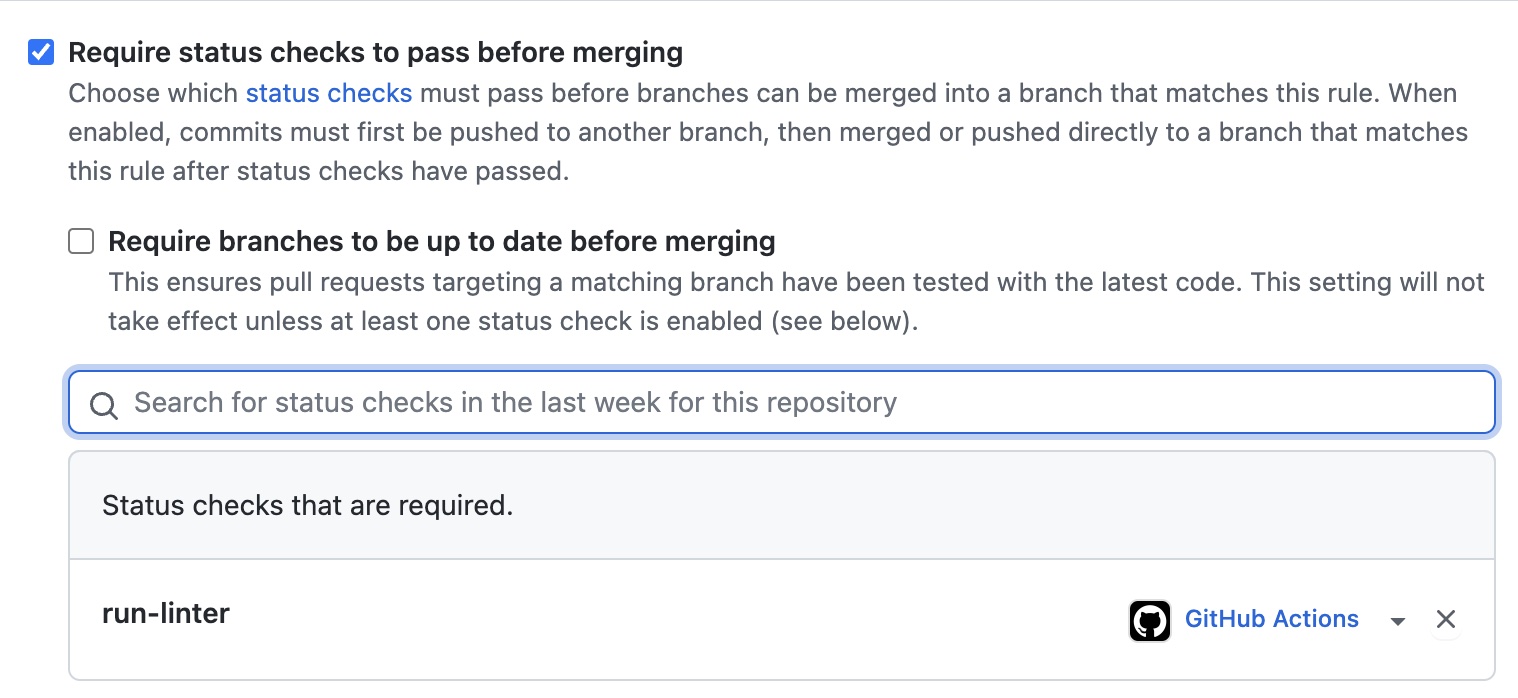 Require status checks before merging